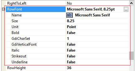 RowFont